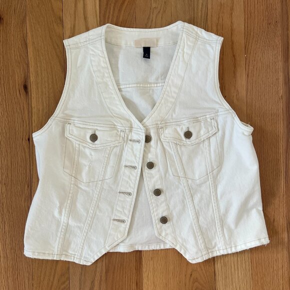 universal thread - V-Neck Denim Vest - White size - M - Picture 2 of 7